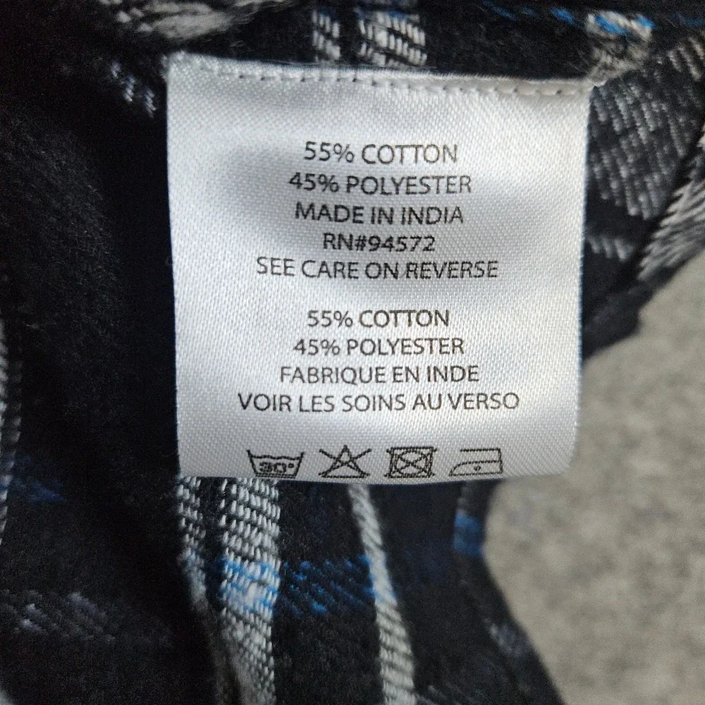 Authentic Plaids Men's NEW NWT Flannel Shirt Size M Cotton/Poly Black‎ & White